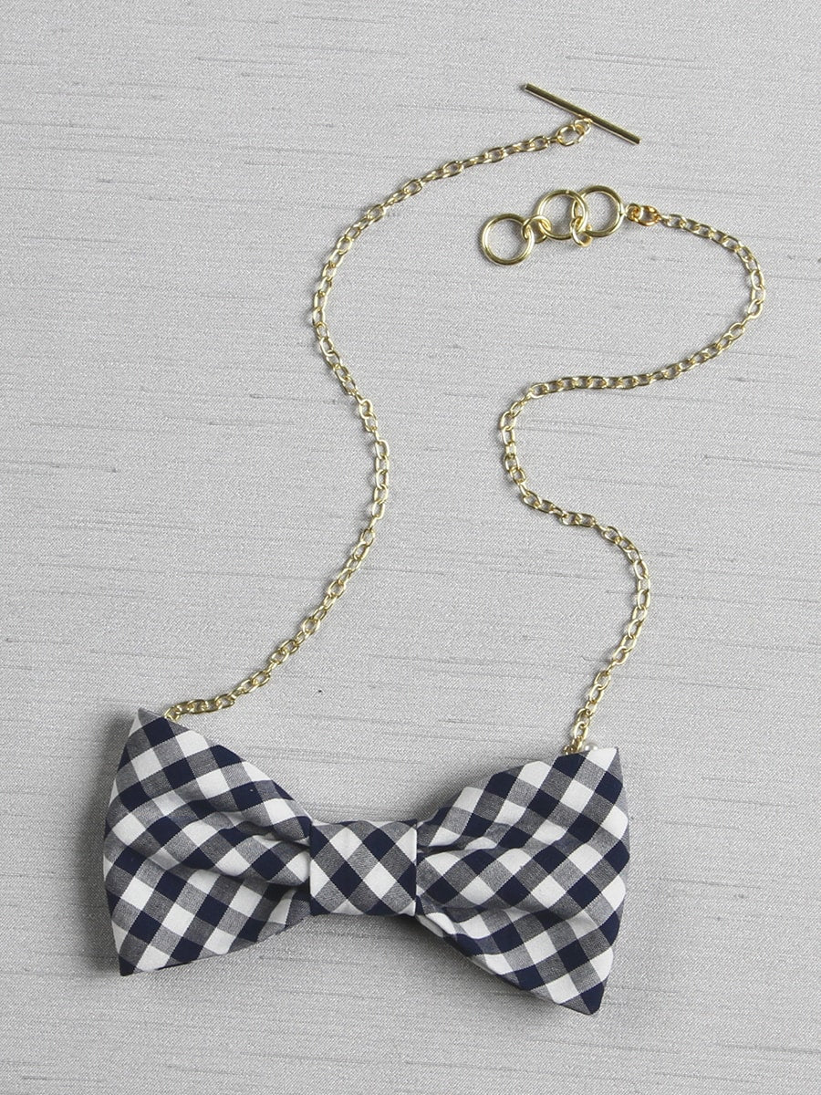 Gingham Bow Tie Nekclace