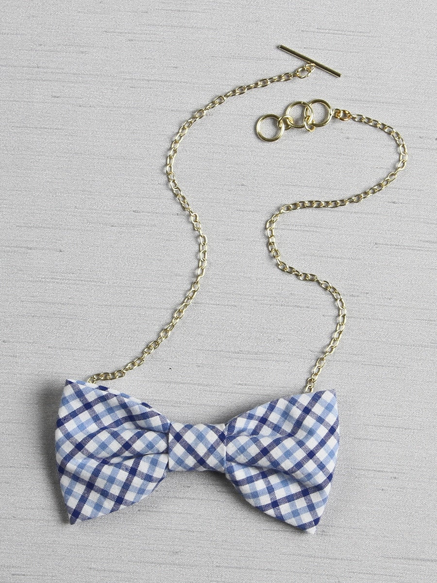 Checkered Bow Tie Necklace