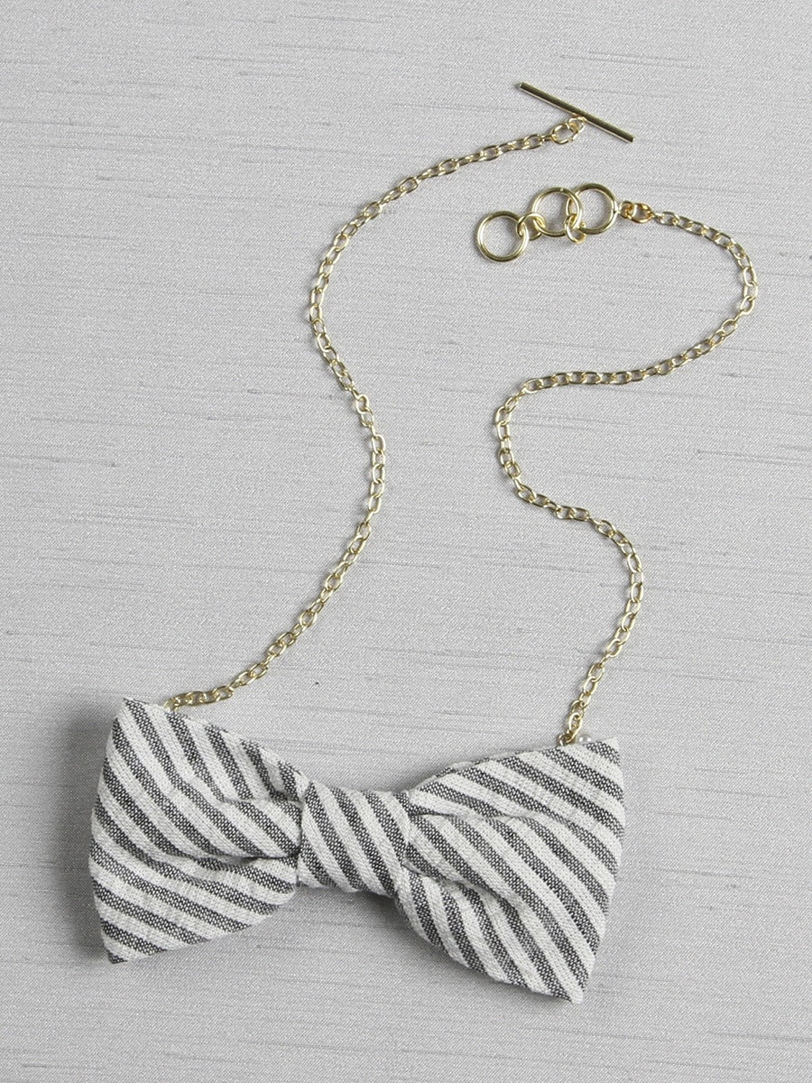 Seersucker Bow Tie Necklace