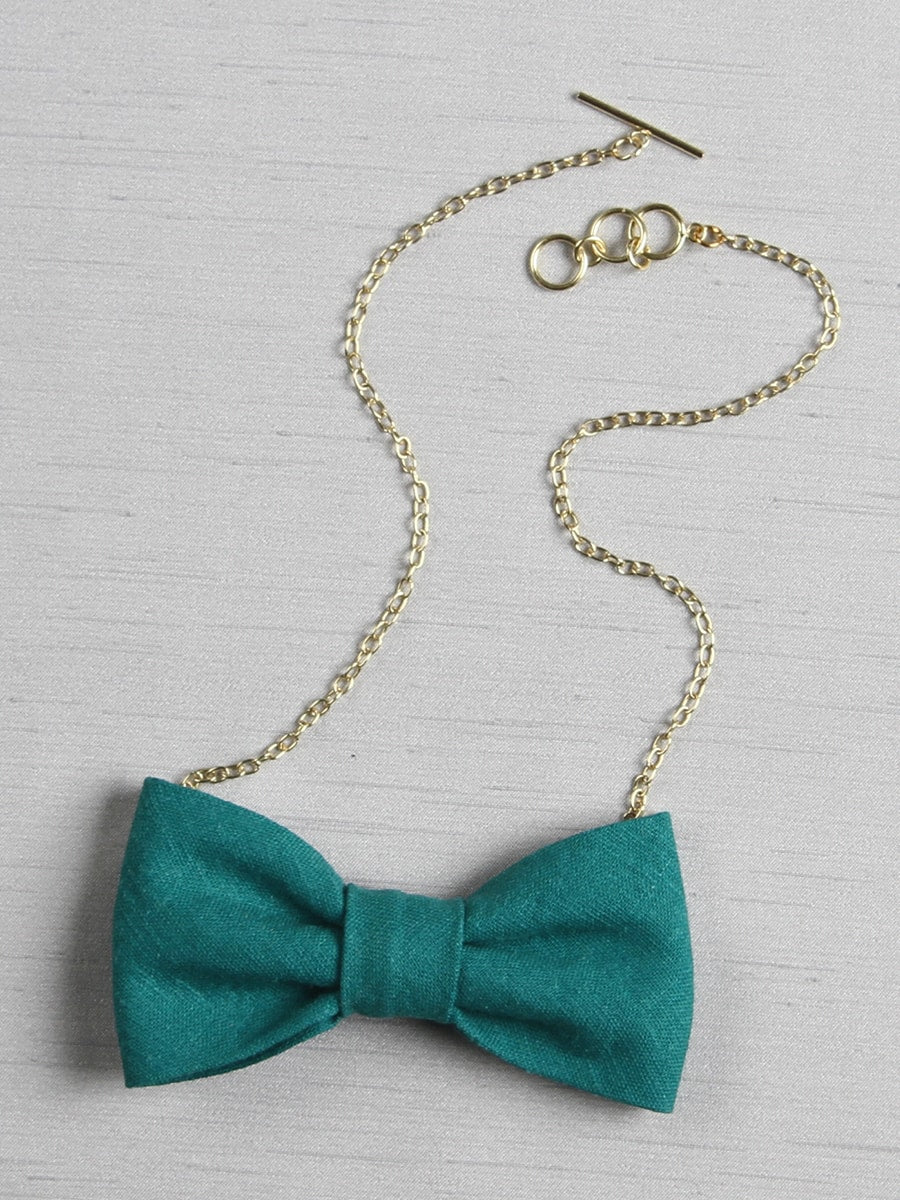 Linen Look Bow Tie Necklace