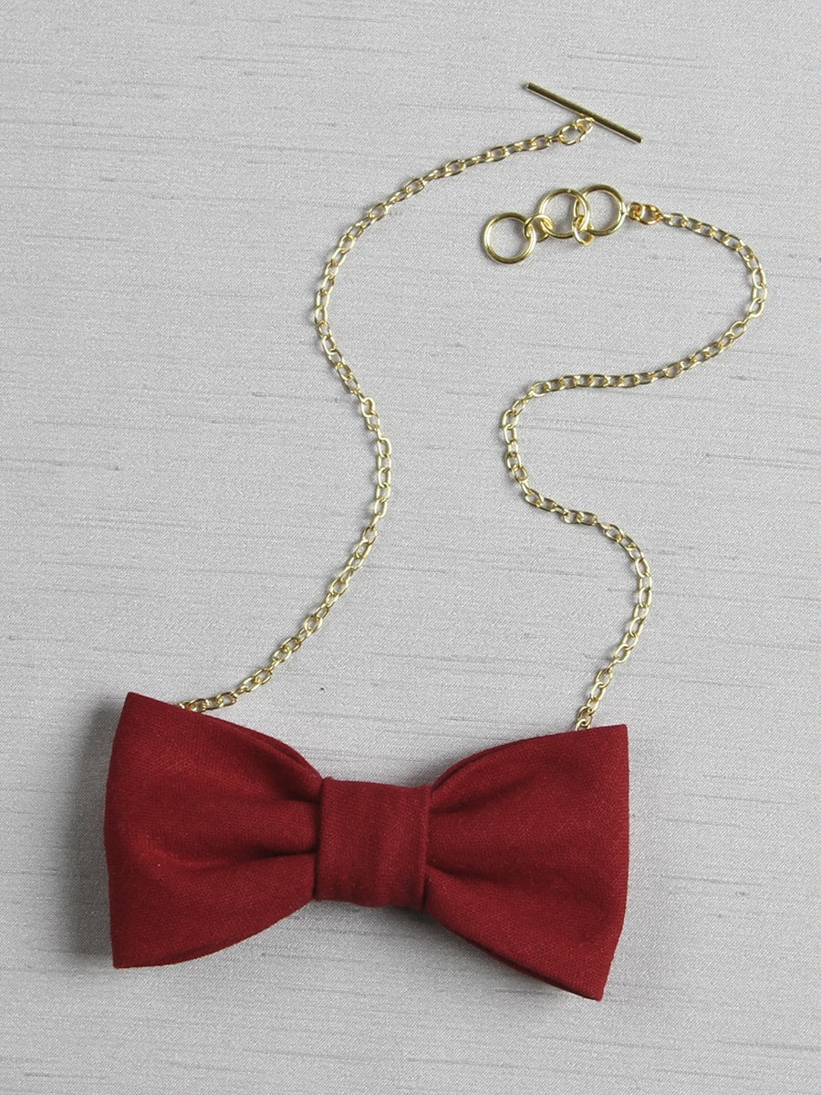 Linen Look Bow Tie Necklace