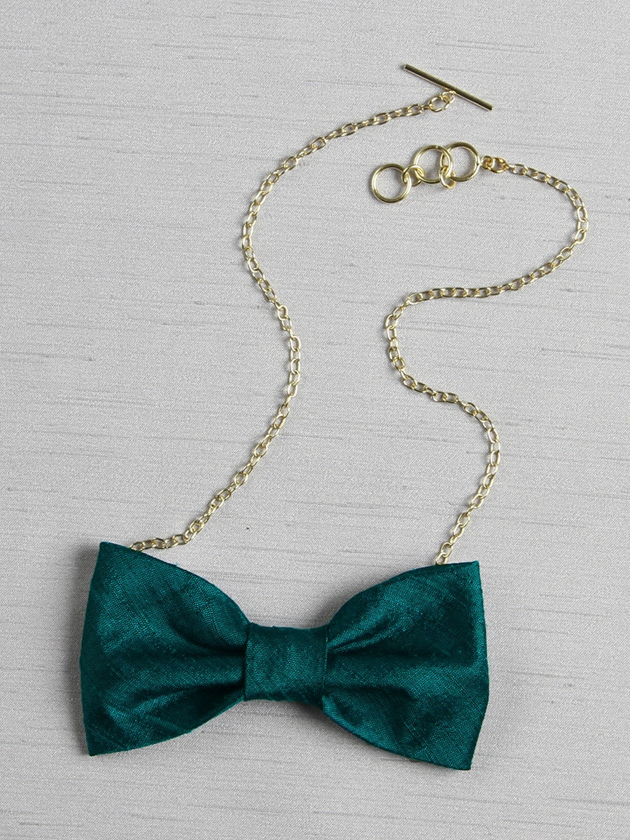 Silk Dupioni Bow Tie Necklace