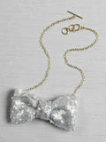 Matte Sequin Bow Tie Necklace