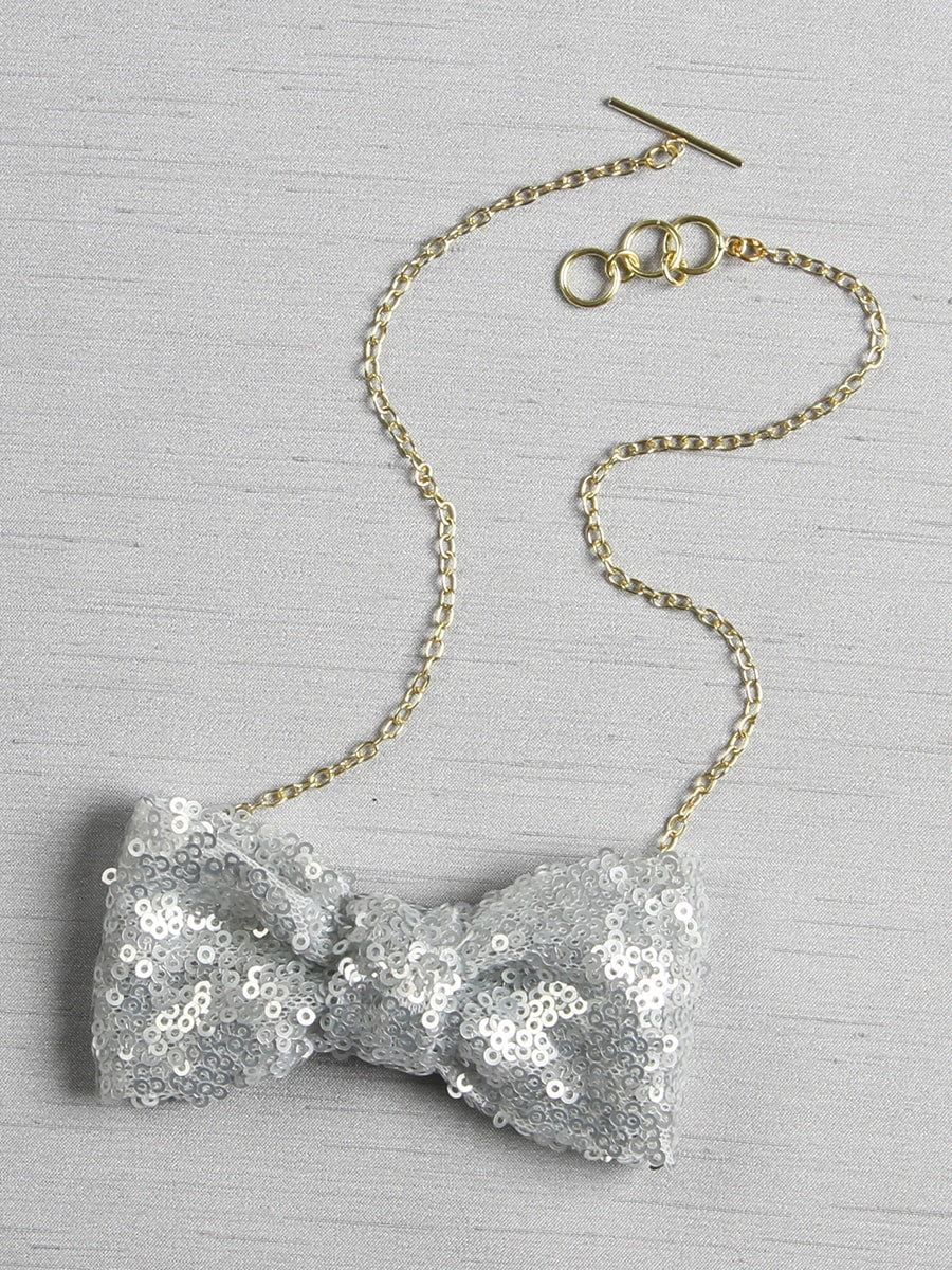 Matte Sequin Bow Tie Necklace