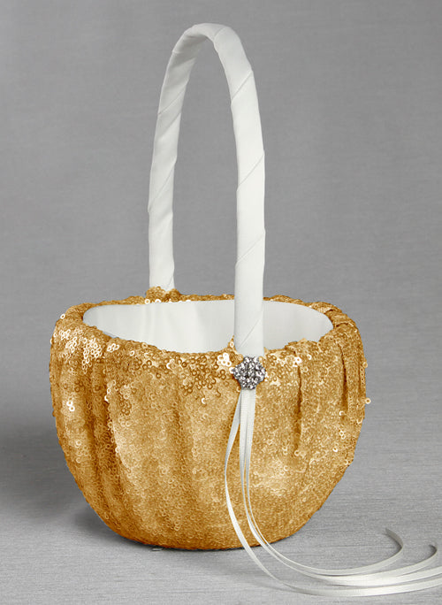 Elsa Matte Sequin Flower Girl Basket