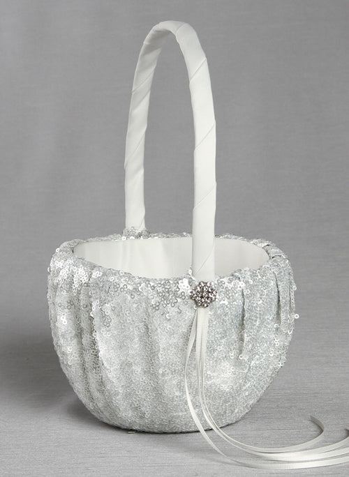 Elsa Matte Sequin Flower Girl Basket