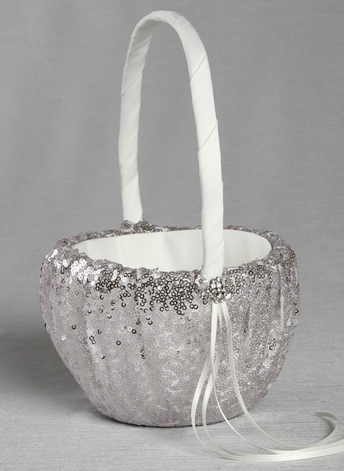 Elsa Shiny Sequin Flower Girl Basket