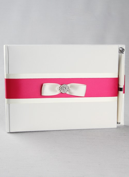 Nicole Guest Book w/Pen_Fuchsia/Ivory