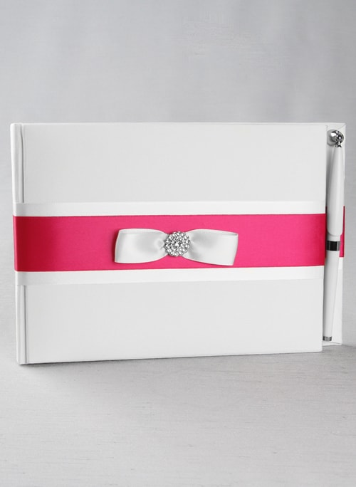 Nicole Guest Book w/Pen_Fuchsia/White