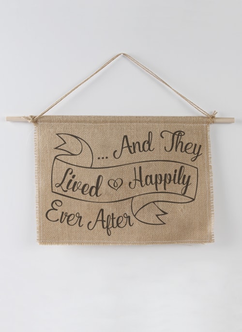 Lived Happily Ever After Burlap Sign