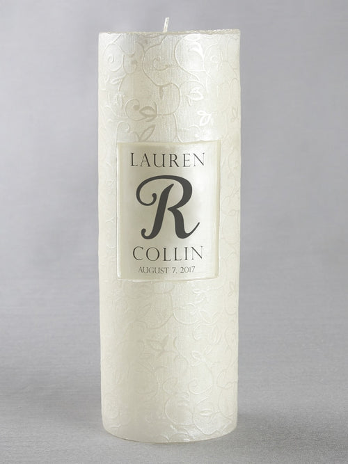 Scroll Pattern Pillar Candle