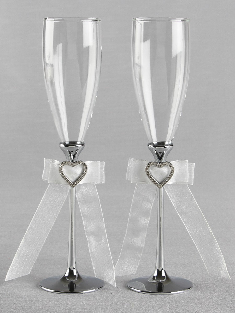 Silver Stem w/ Heart Buckle Flutes