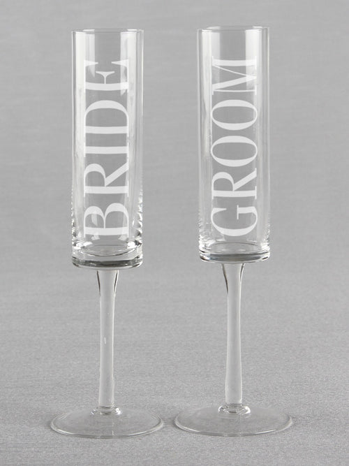 Bride & Groom Cylinder Toasting Flutes