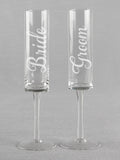 Bride & Groom Cylinder Toasting Flutes