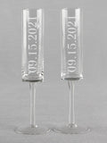 Wedding Date Cylinder Toasting Flutes