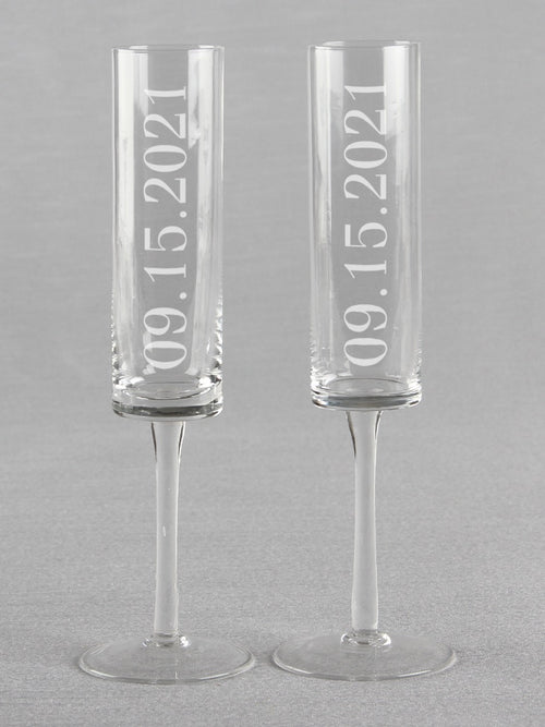 Wedding Date Cylinder Toasting Flutes