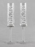 Wedding Date Cylinder Toasting Flutes