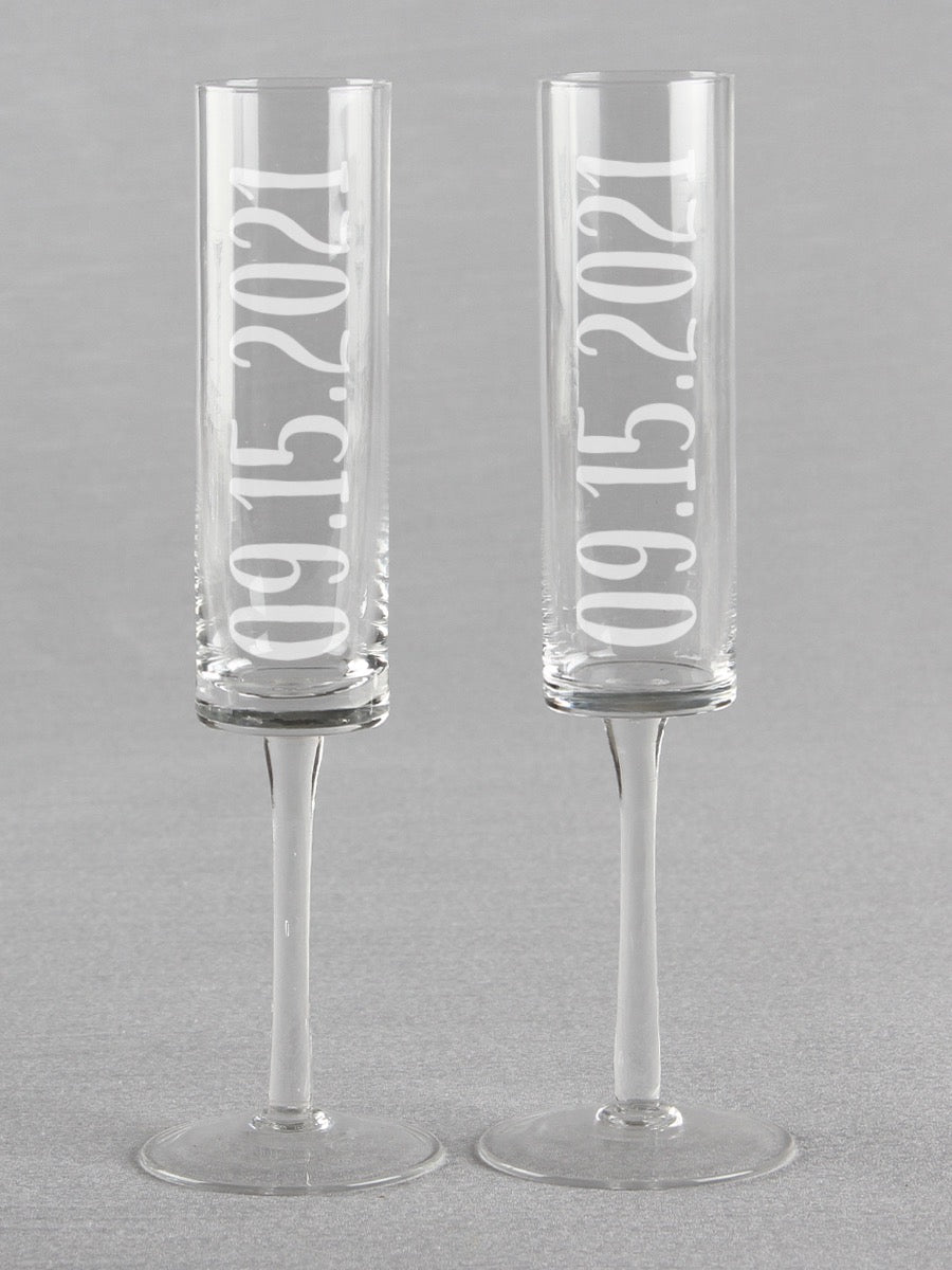 Wedding Date Cylinder Toasting Flutes