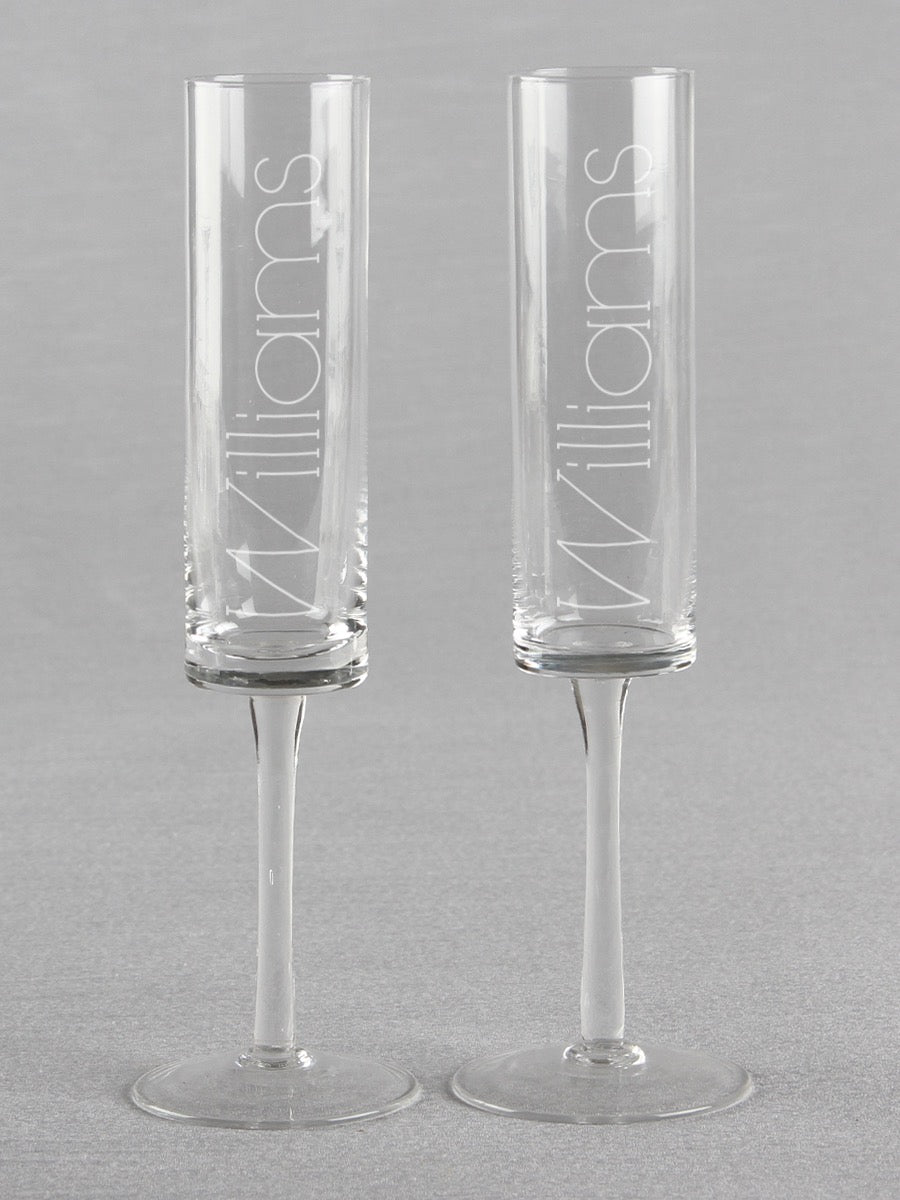 Last Name Cylinder Toasting Flutes