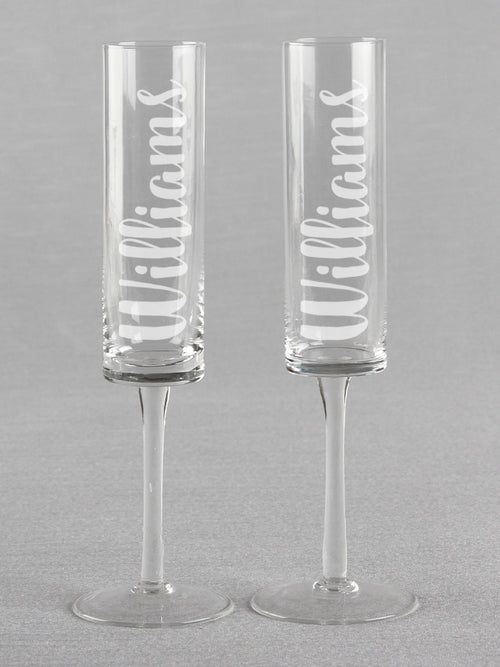 Last Name Cylinder Toasting Flutes