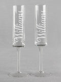 Last Name Cylinder Toasting Flutes