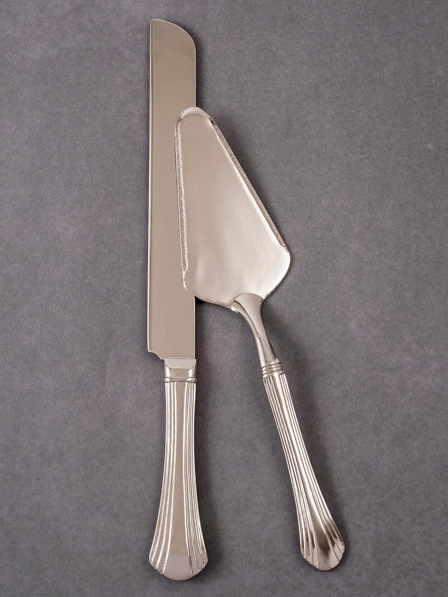 Silver Toned Knife and Server Set