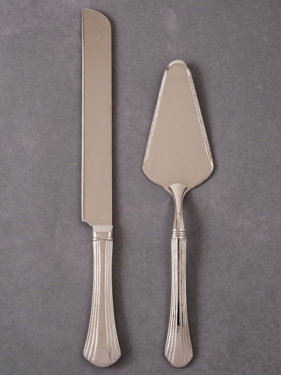 Silver Toned Knife and Server Set
