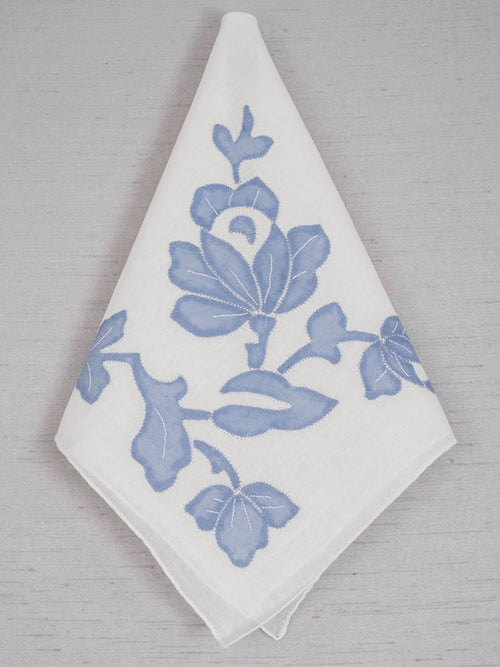 Blue Flower White Handkerchief