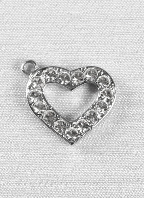 Rhinestone Outlined Heart Charm
