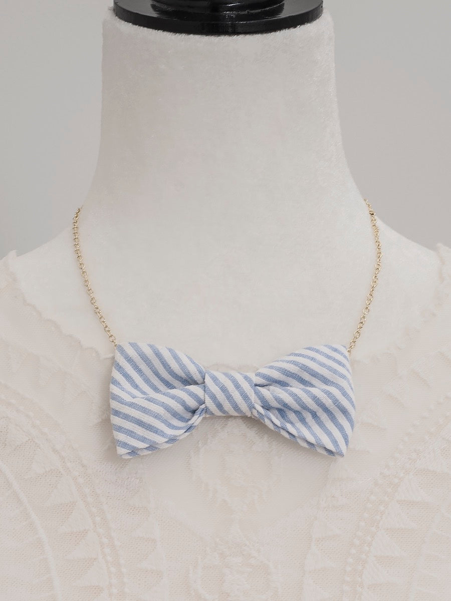 Seersucker Bow Tie Necklace