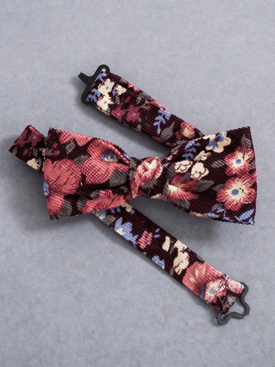 Fall Floral Corduroy Pre-Tied Bow Tie