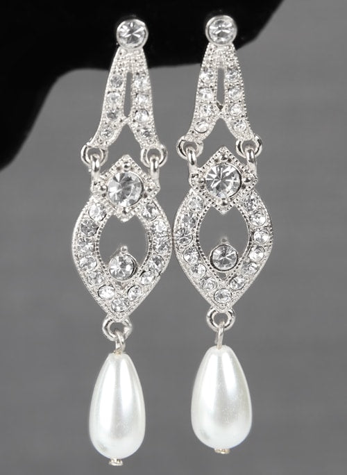 Tiered Earrings with Dangling Pearls