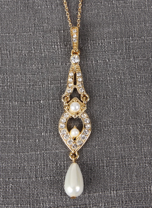 Tiered Pendant Necklace with Dangling Pearl