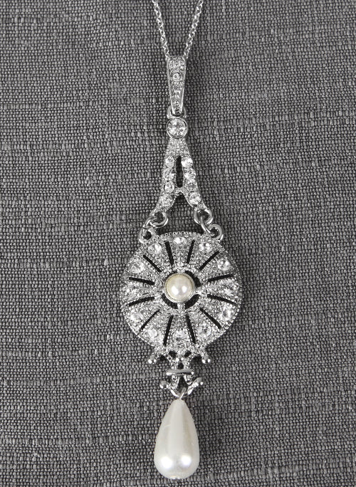Crystal & Pearl Drop Pendant