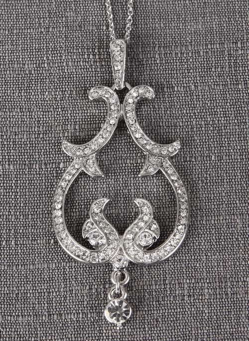 Crystal Scroll Pendant Necklace