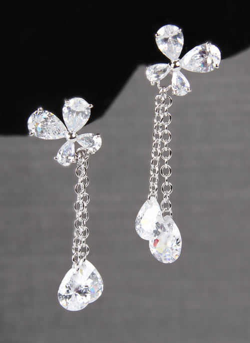 Flower Drop Earrings, Clear
