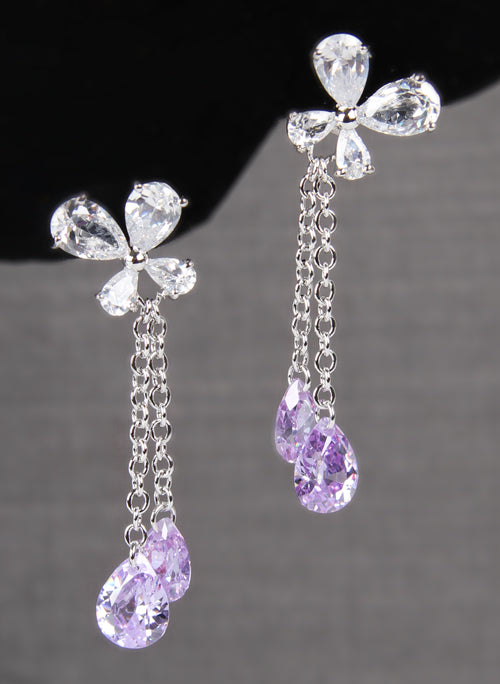 Flower Drop Earrings, Tanzanite