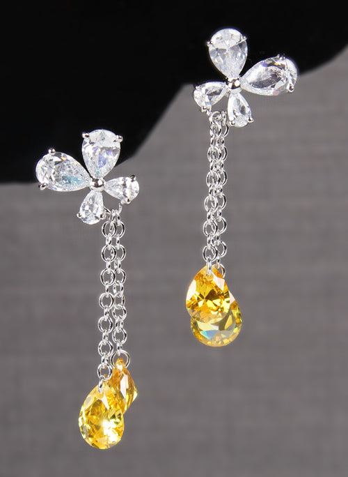 Flower Drop Earrings, Topaz