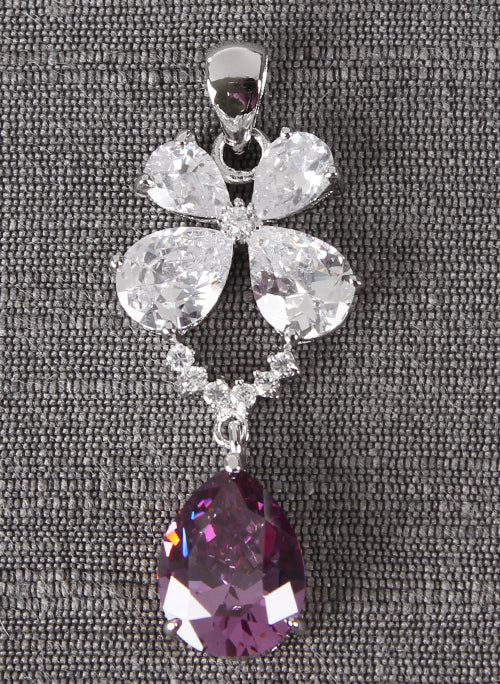 Flower Drop Pendant, Amethyst