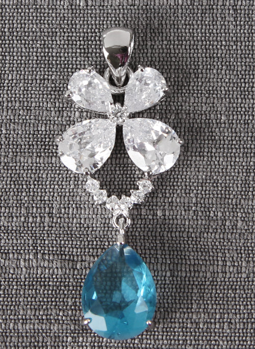 Flower Drop Pendant, Aquamarine