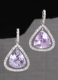 Pearl Stone Earrings with Rhinestone Edge