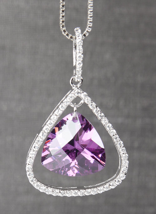 Pear Stone Pendant with Rhinestone Edge