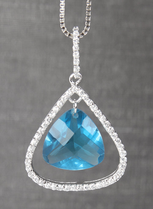 Pear Stone Pendant with Rhinestone Edge