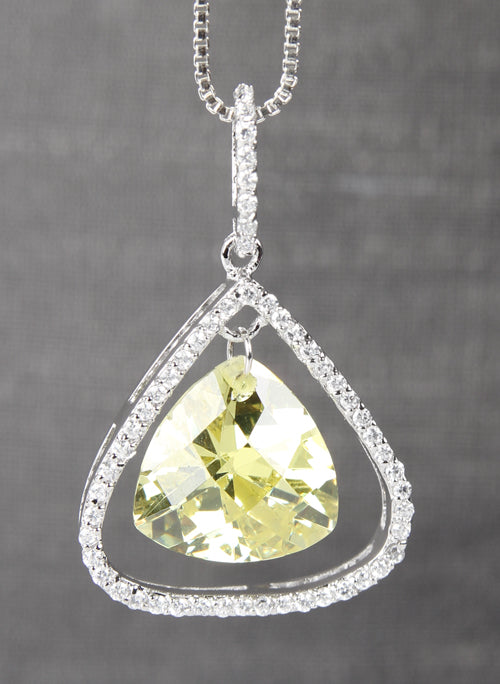 Pear Stone Pendant with Rhinestone Edge