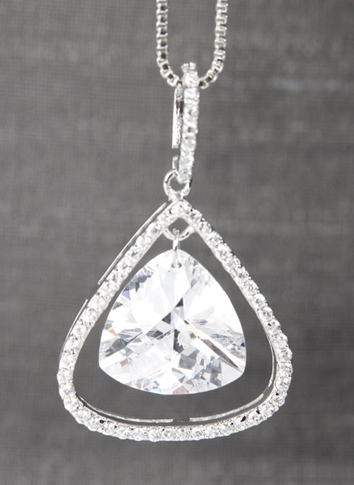 Pear Stone Pendant with Rhinestone Edge