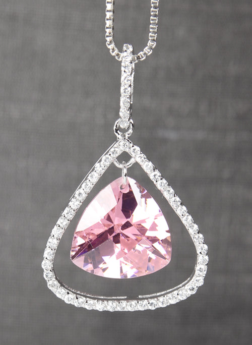 Pear Stone Pendant with Rhinestone Edge