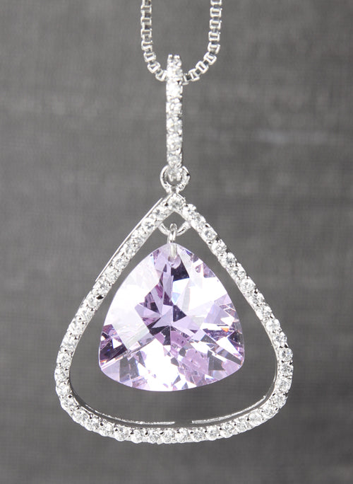 Pear Stone Pendant with Rhinestone Edge