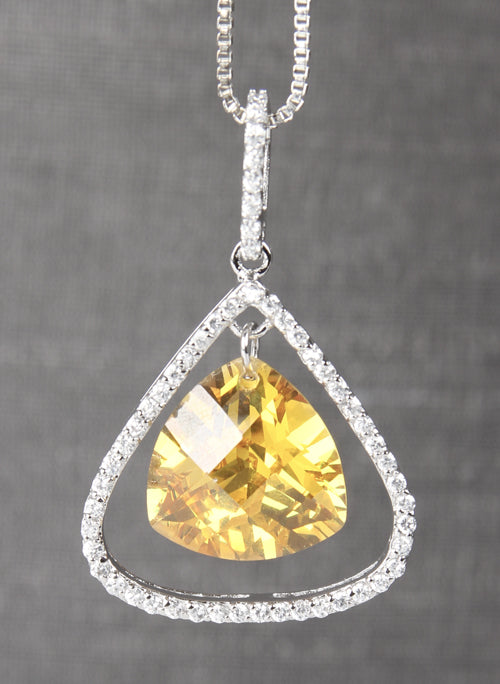 Pear Stone Pendant with Rhinestone Edge