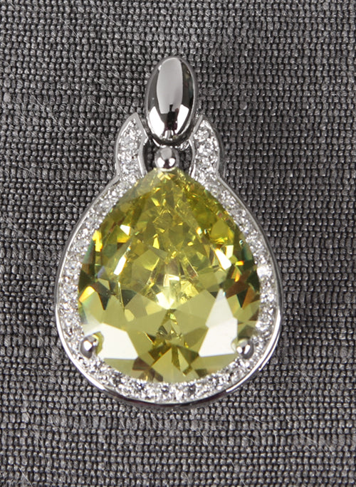 Pear Stone Pendant with Rhinestone Edge