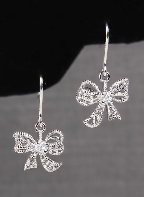 Silver Bow Earrings